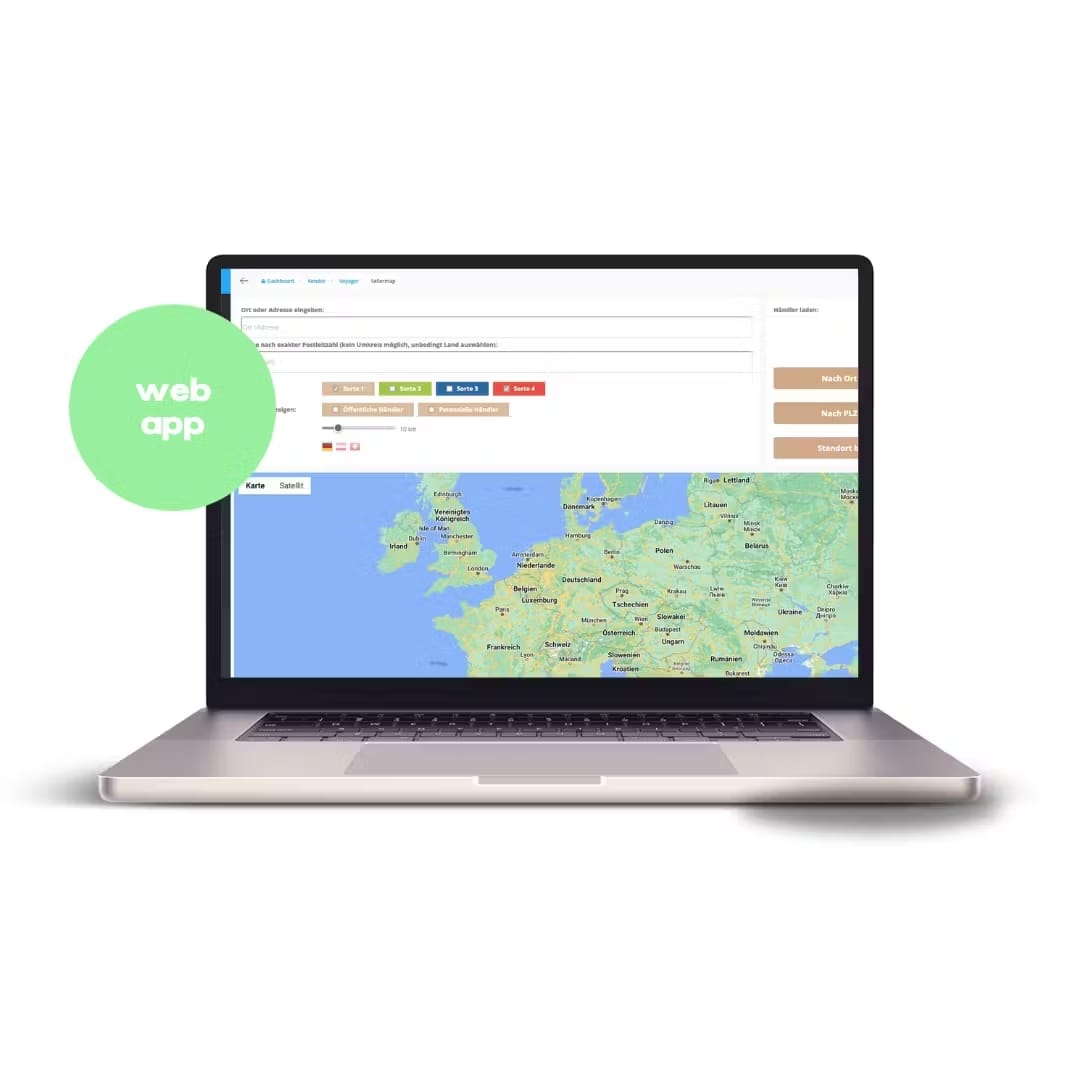 Mockup von MacBook der Web-App einer Händlerverwaltungs-Software