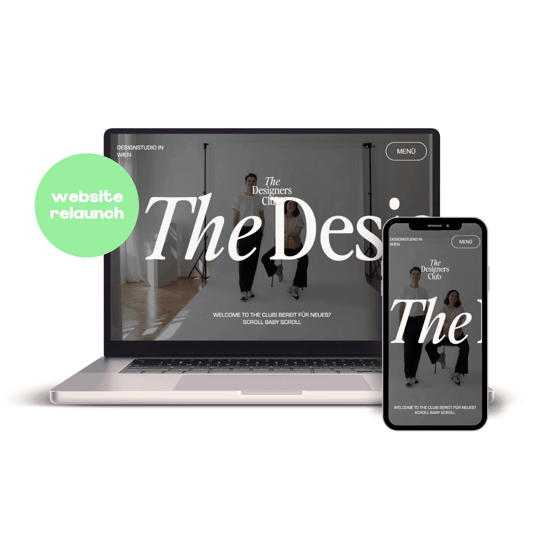 Mockup von MacBook und iPhone mit der Website für "The Designers Club".