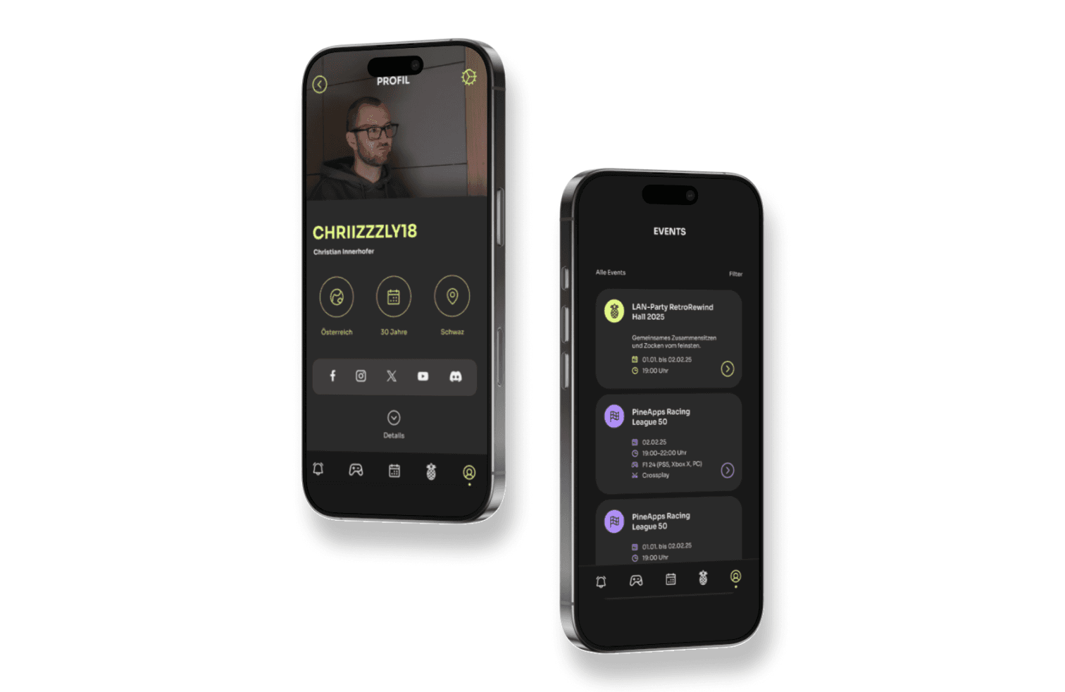 Mockup von iPhones mit der App "PineApps".